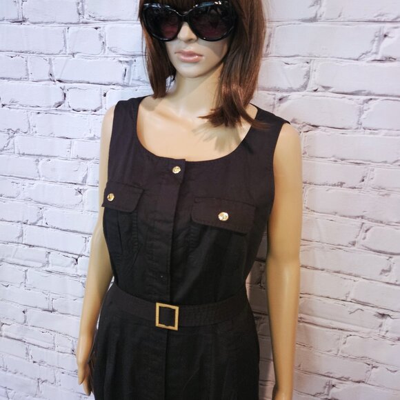 LAUREN RALPH LAUREN, Black sleeveless shirt dress with belt - Picture 6 of 12